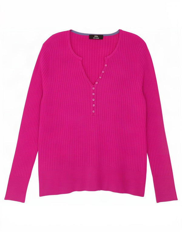 Marks & Spencer Damen-Pullover mit V-Ausschnitt, Gr. 22 3XL, rosa Viskose