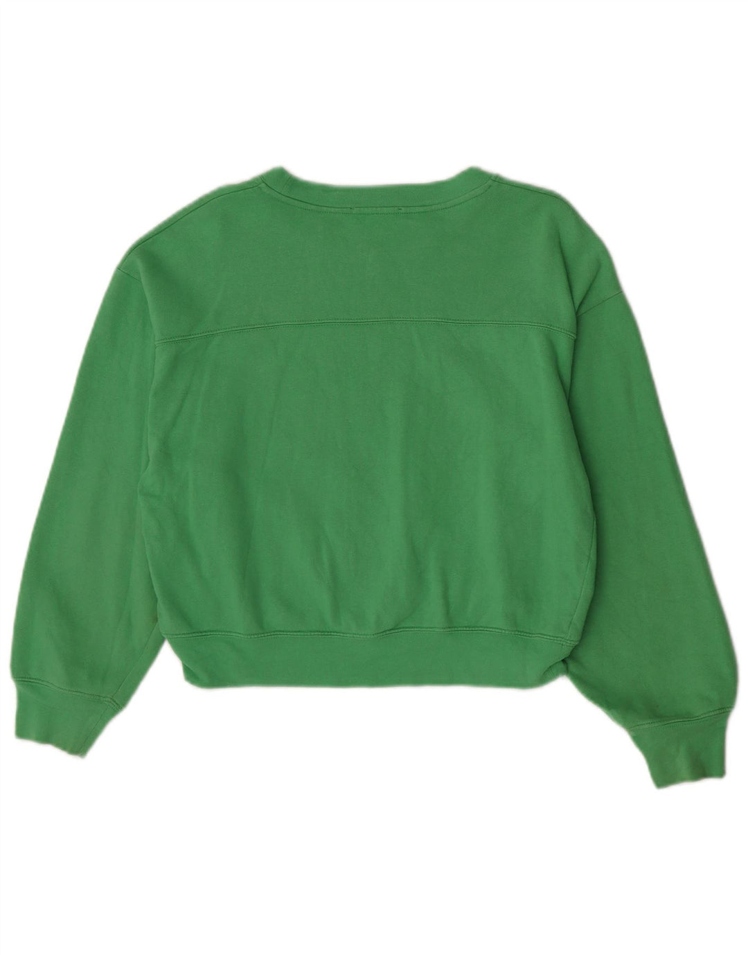 Zara Damen Crop Oversized Sweatshirt Pullover UK 10 Small Grüne Baumwolle