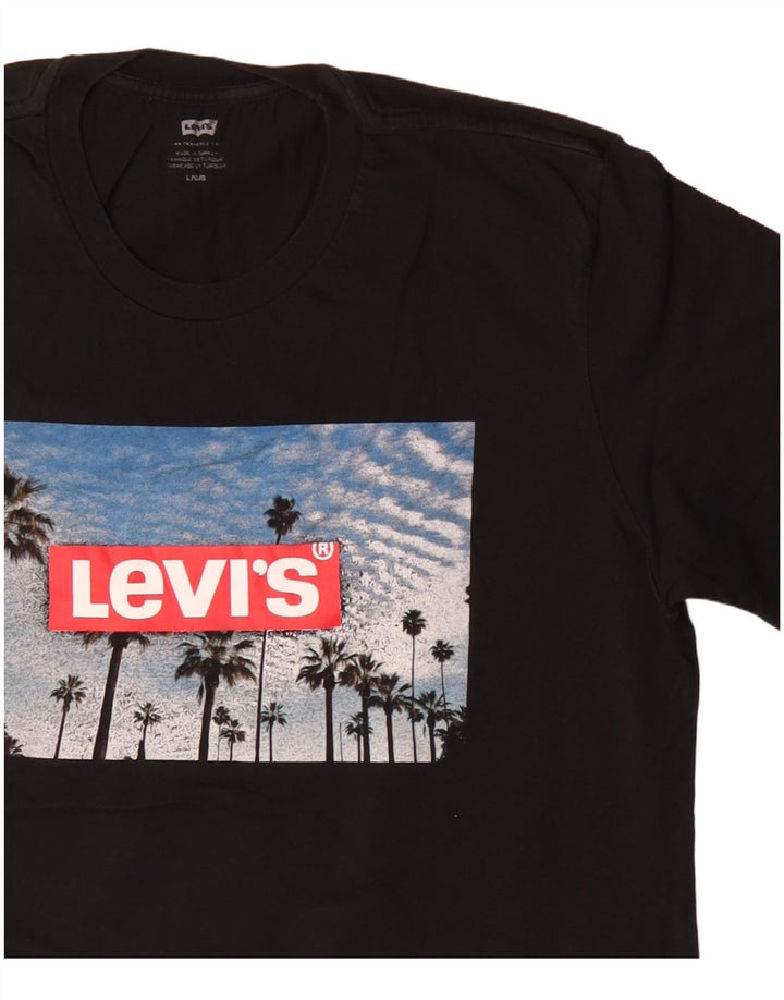 Levi's Herren-T-Shirt mit Grafik, Größe L, aus schwarzer Baumwolle