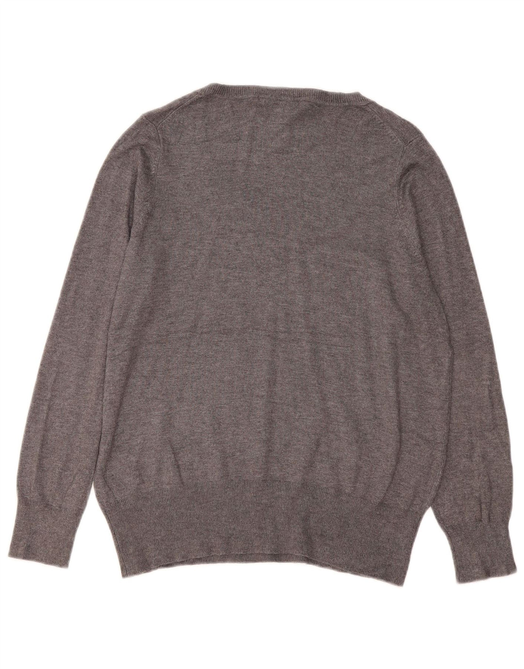Marks & Spencer Damen-Pullover mit V-Ausschnitt, UK 16, Größe L, graue Viskose