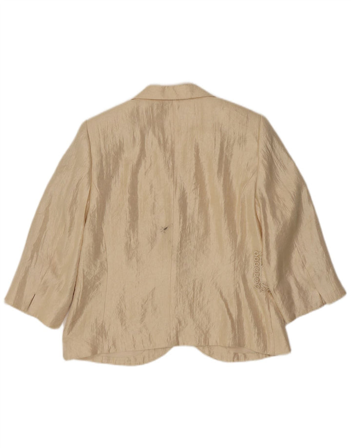 Vintage Damen 3/4 Ärmel 2 Knopf Blazer Jacke IT 42 Medium Beige