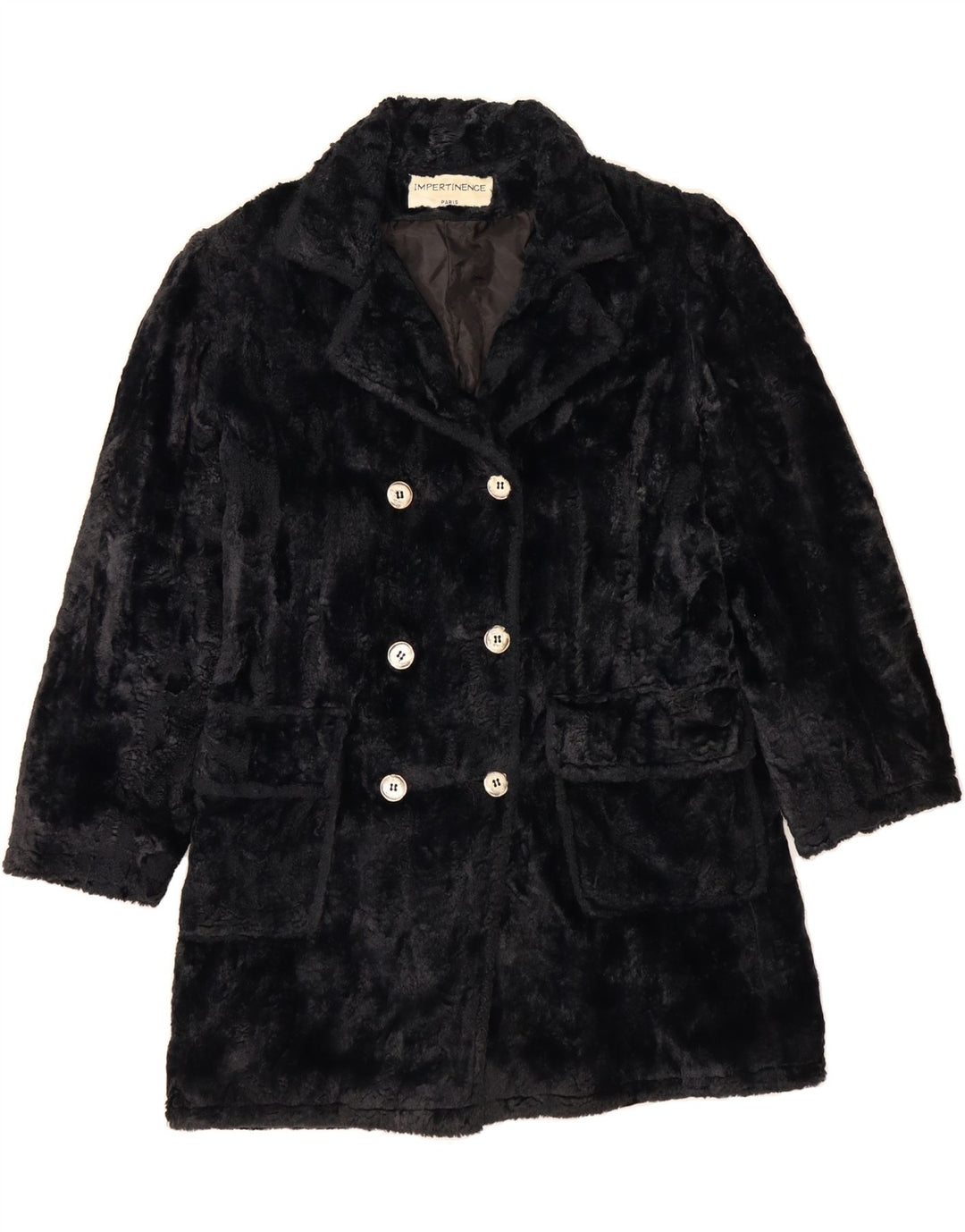 VINTAGE Womens Fleece Overcoat UK 16 Large Navy Blue Vintage Vintage and Second-Hand Vintage from Messina Hembry 