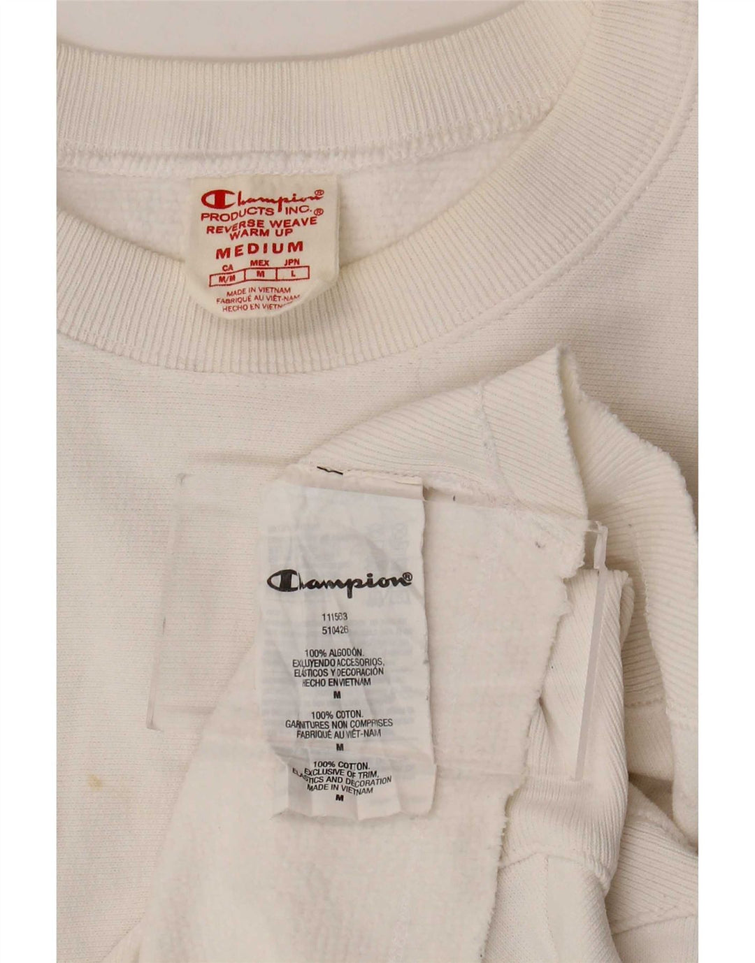 Champion Damen Reverse Weave Crop Sweatshirt Pullover UK 14 Mittelweiß