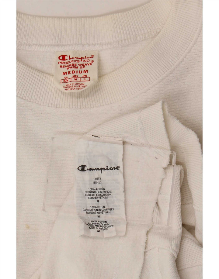 Champion Damen Reverse Weave Crop Sweatshirt Pullover UK 14 Mittelweiß