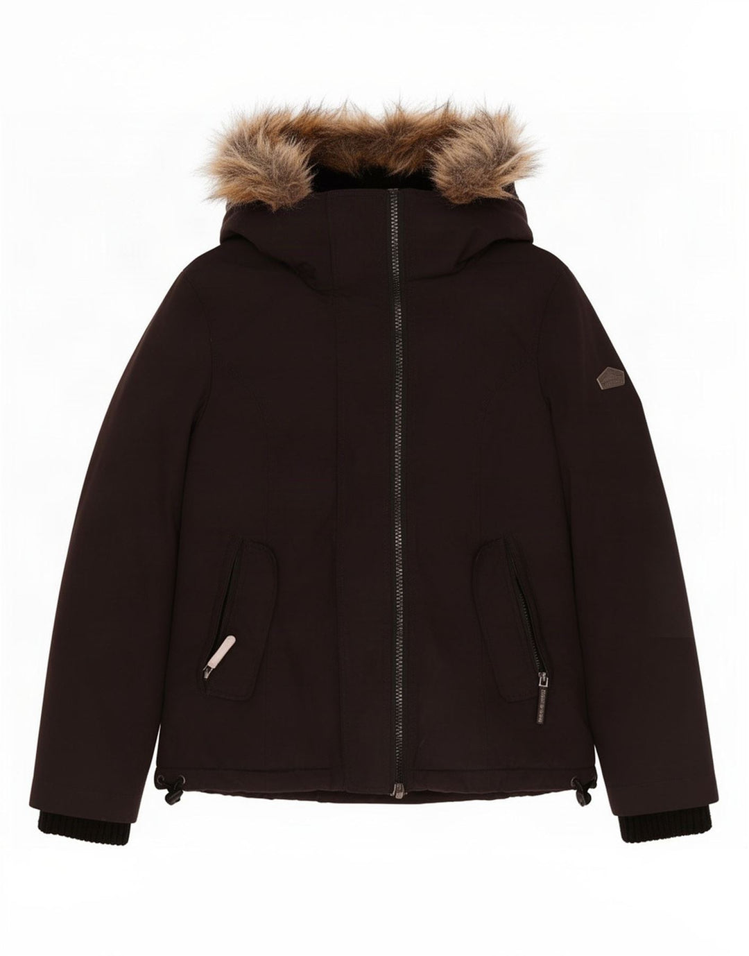 Superdry Damen-Windbreakerjacke mit Kapuze, UK 10, Größe S, Schwarz, Polyester