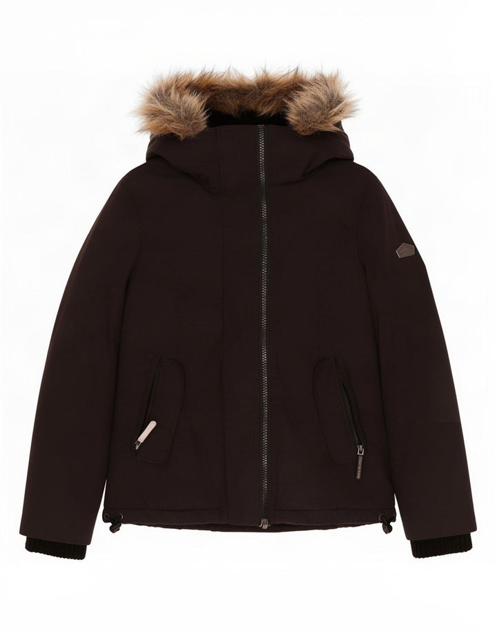 Superdry Damen-Windbreakerjacke mit Kapuze, UK 10, Größe S, Schwarz, Polyester