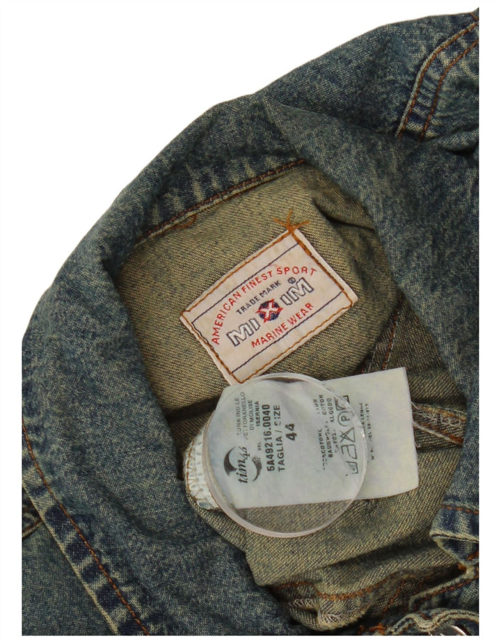 VINTAGE Damen Crop Jeansjacke IT 44 Mittelblaue Baumwolle