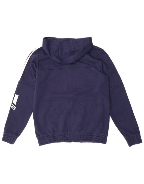 Adidas Jungen Kapuzenpullover mit grafischem Reißverschluss, 13–14 Jahre, marineblaue Baumwolle