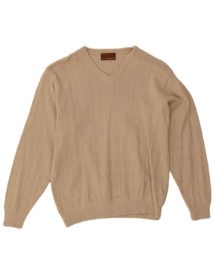Marks & Spencer Herren-Pullover mit V-Ausschnitt, Small, Beige, Acryl