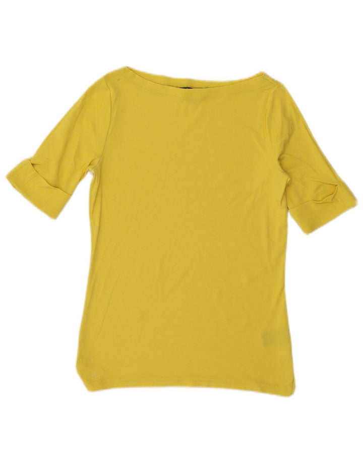 Ralph Lauren Damen Blusenoberteil UK 12 Mittelgelbe Baumwolle