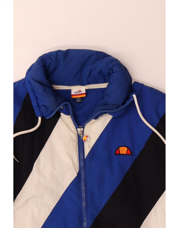 Ellesse Herren Wattierte Jacke UK 38 Mittelblaues Colourblock-Polyester