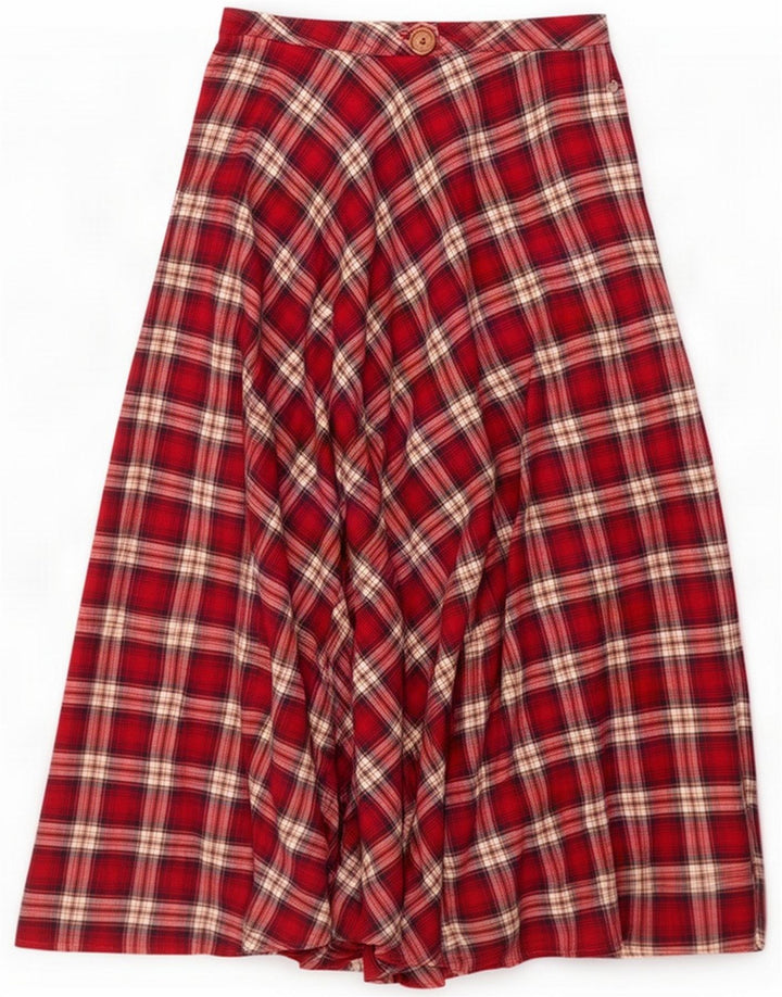 Carrera Damen Midirock Medium W40 Rot karierte Baumwolle