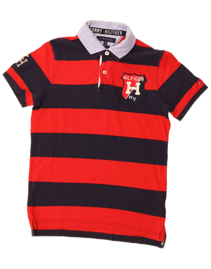 TOMMY HILFIGER Herren Slim Fit Graphic Rugby Poloshirt Mittelrot gestreift