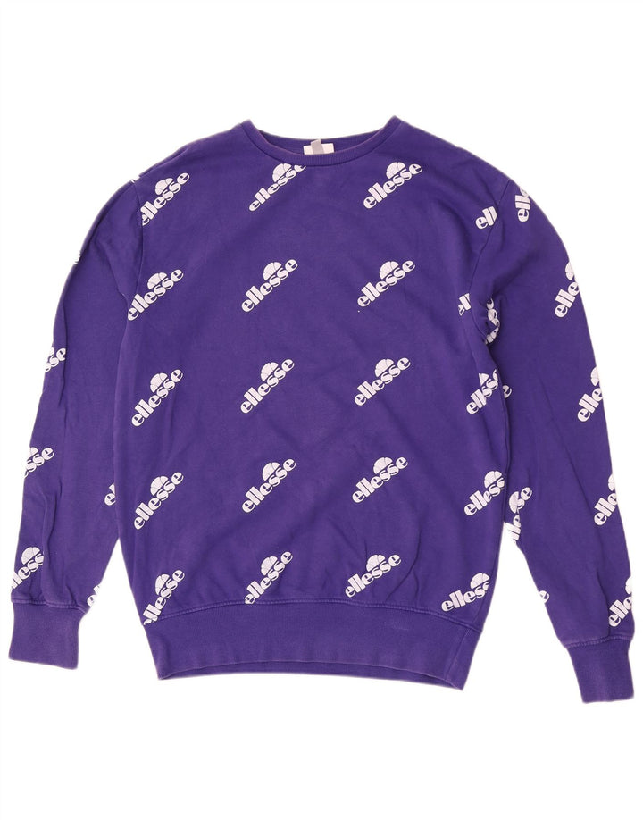 Ellesse Womens Graphic Sweatshirt Pullover UK 12 Mittellila Baumwolle