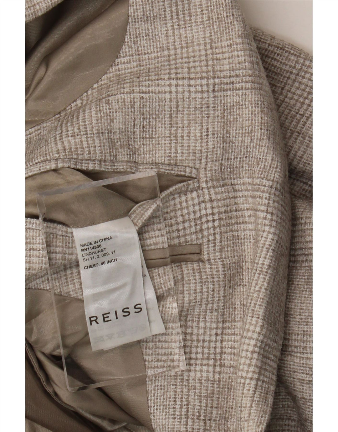 Reiss Herren-Blazer mit 2 Knöpfen, Gr. 40, groß, grau kariert, Polyester