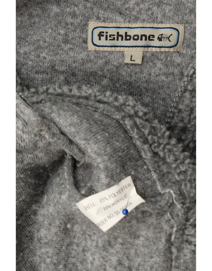 Fishbone Herren-Fleecepullover mit Kapuze und Reißverschluss am Hals, großes graues Polyester