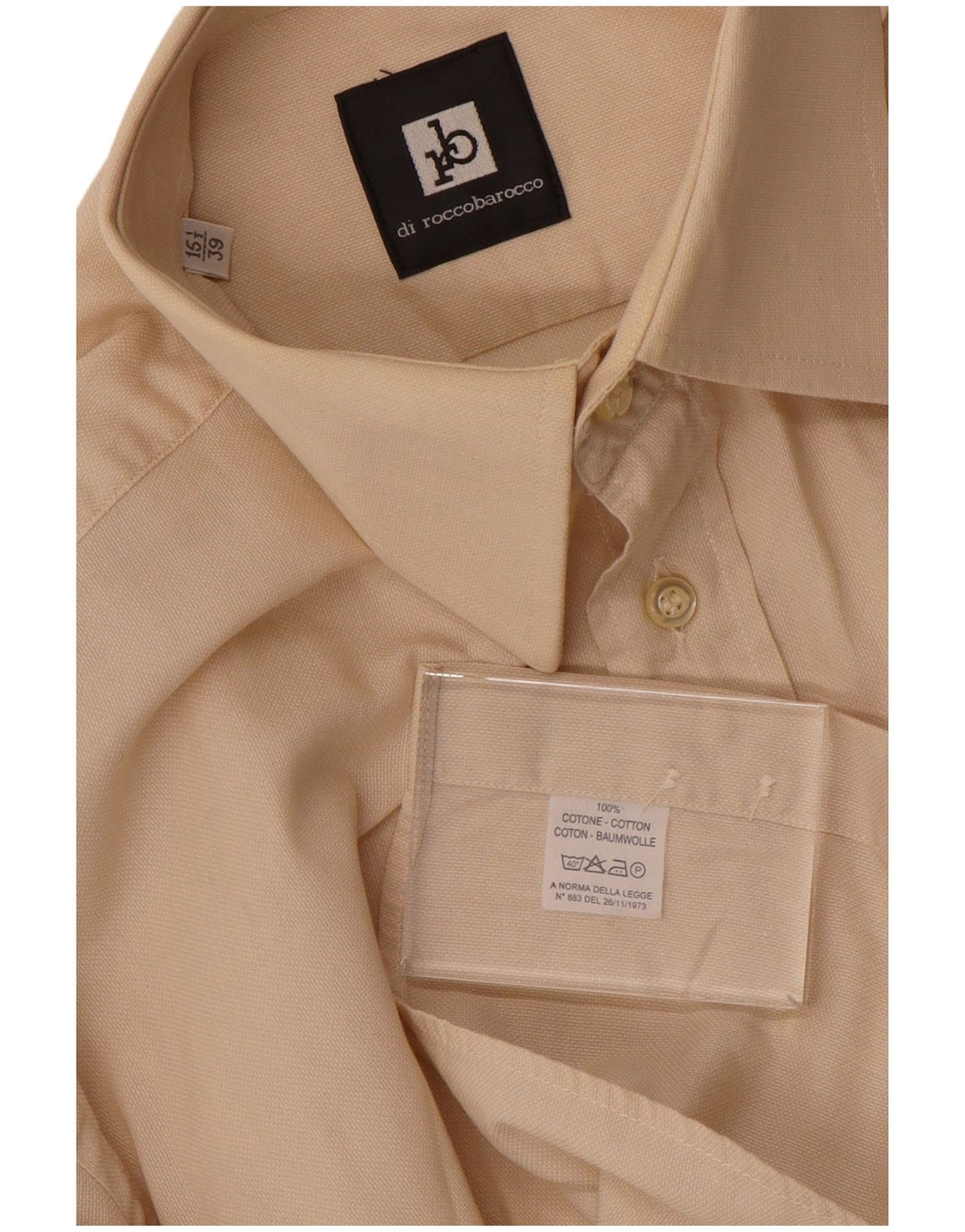 Roccobarocco Herrenhemd, Größe 15 1/2 39, mittelbeige Baumwolle