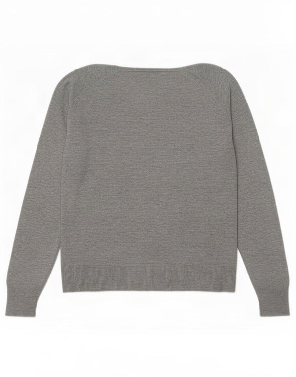 Zara Damen-Pullover, übergroß, Rundhalsausschnitt, Gr. 14, mittelgraue Viskose