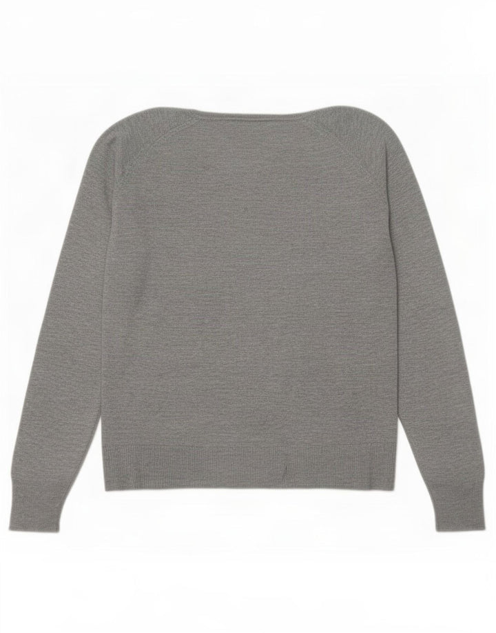 Zara Damen-Pullover, übergroß, Rundhalsausschnitt, Gr. 14, mittelgraue Viskose