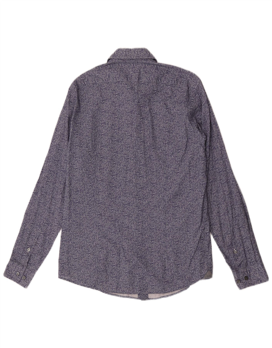 Hugo Boss Herren-Hemd mit normaler Passform, mittelblaue geometrische Baumwolle