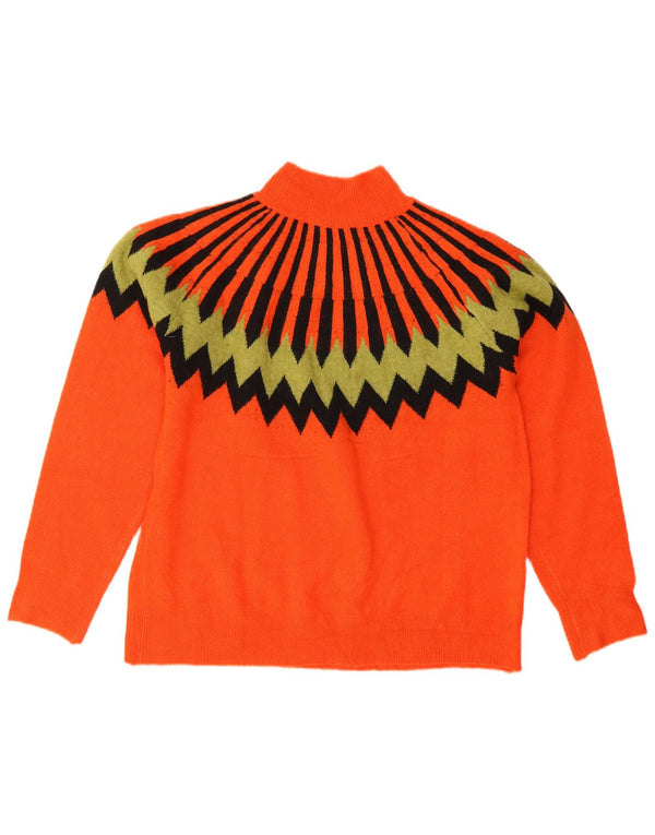 Vintage Damen Rollkragenpullover Pullover UK 16 Großes rotes Fair-Isle-Acryl