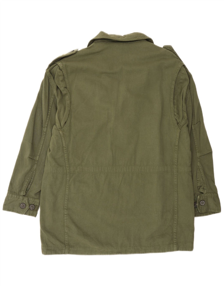 Zara Damen Militärjacke UK 16 Large Khaki Baumwolle
