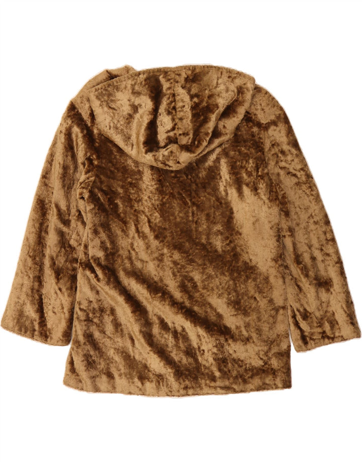 ANNA LINDER Womens Oversized Hooded Faux Fur Duffle Coat EU 36 Small Brown Vintage Anna Linder and Second-Hand Anna Linder from Messina Hembry 