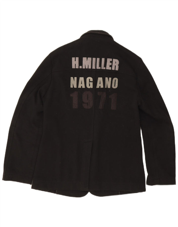 Kejo Herren-Blazer mit grafischem 3-Knopf-Design, UK 38, mittelschwarze Wolle