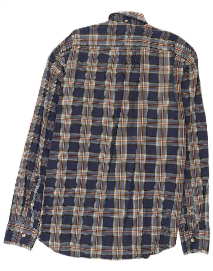 J. Crew Herrenhemd, Größe 14 1/2, klein, blau kariert, Baumwolle