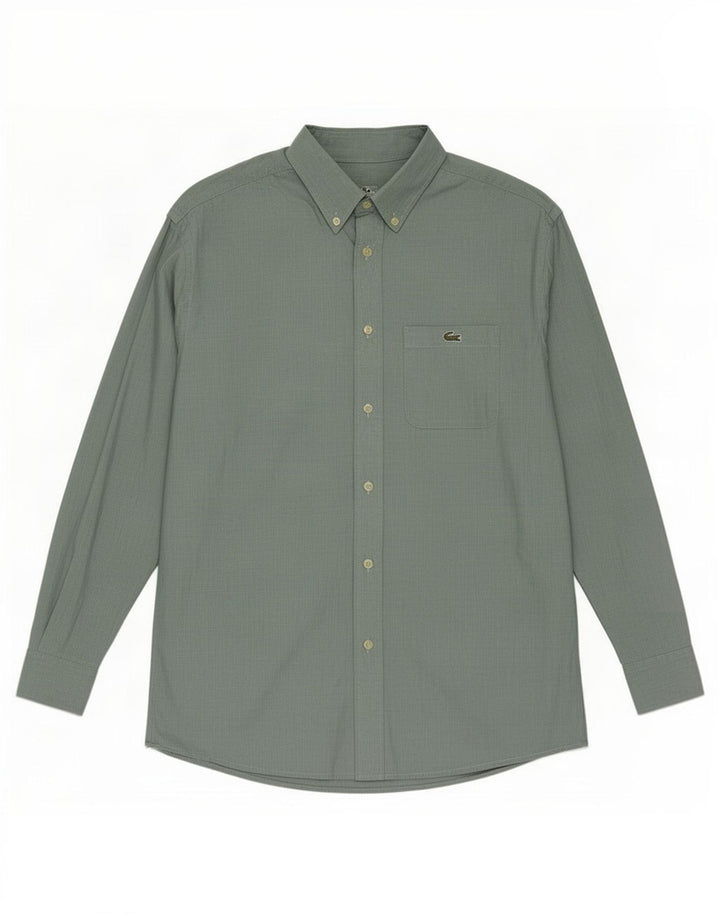 Lacoste Herrenhemd Größe 40 mittelgrüne Baumwolle