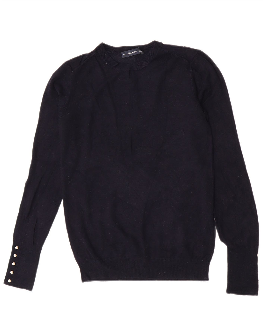 Zara Damen-Pullover mit Rundhalsausschnitt, UK 12, mittlere marineblaue Viskose