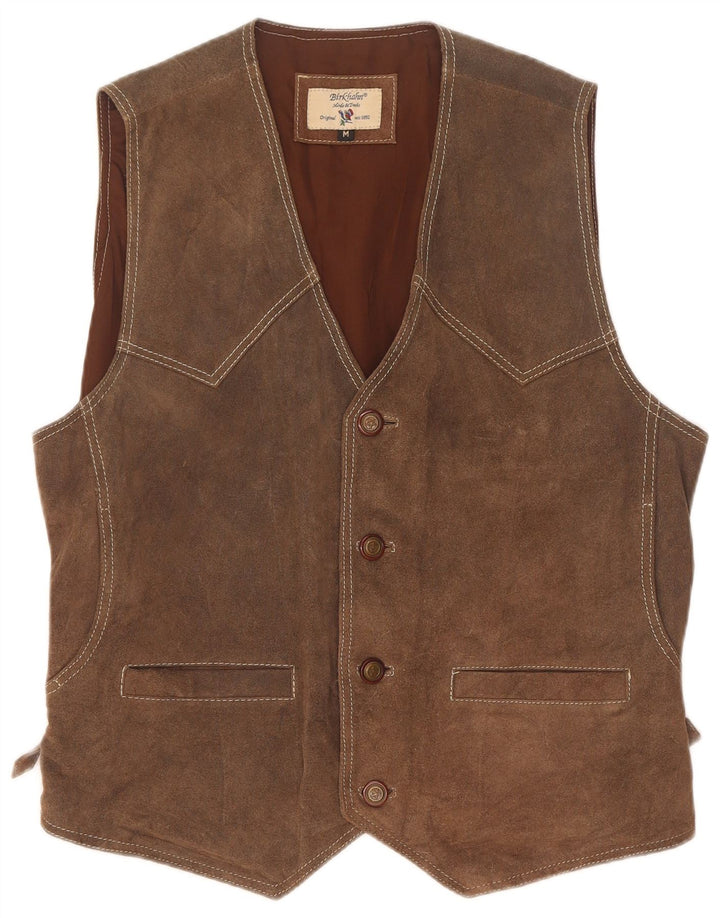 Vintage Herren Wildlederweste Mittelbraunes Leder