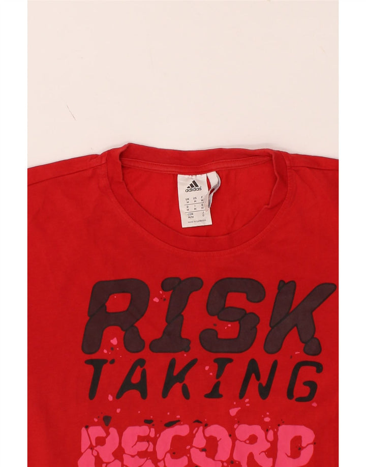 ADIDAS Mens Climalite Graphic T-Shirt Top Medium Red Cotton Vintage Adidas and Second-Hand Adidas from Messina Hembry 