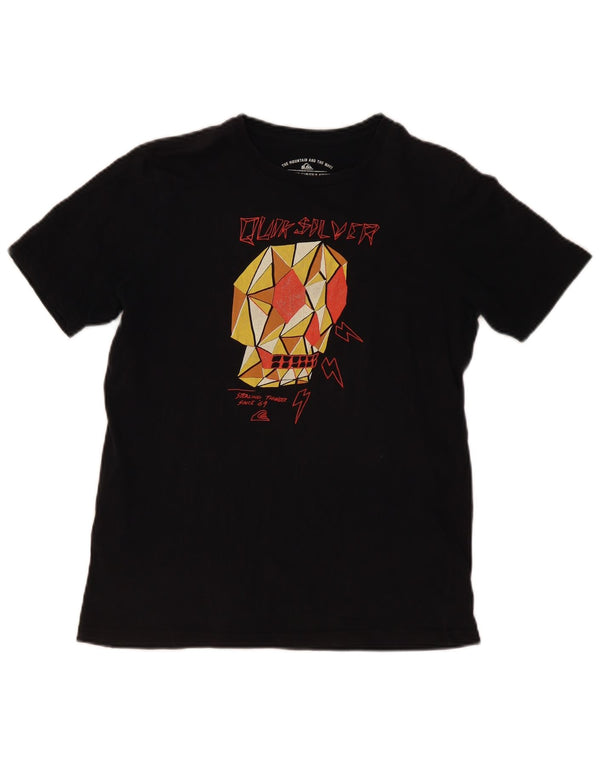 Quiksilver Jungen-T-Shirt mit Grafik, 15–16 Jahre, schwarze Baumwolle