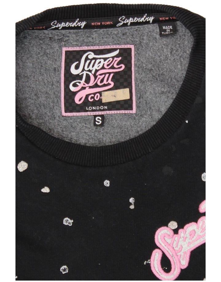 SUPERDRY Damen-Sweatshirt in Übergröße, Gr. 10, Größe S, schwarz gepunktet