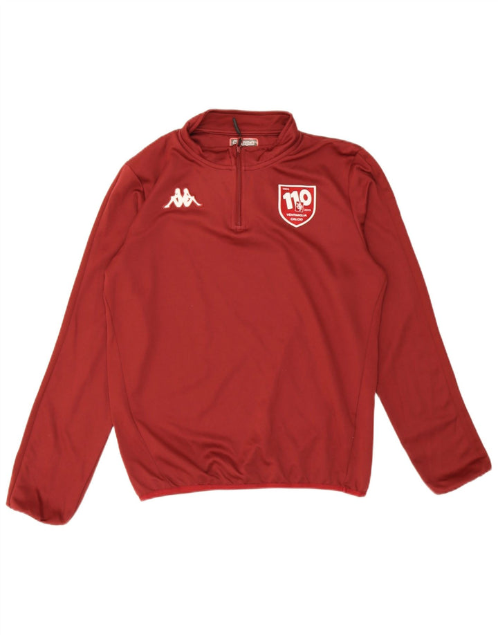 Kappa Herren-Trainingsanzug-Oberteil mit grafischem Reißverschluss und Rundhalsausschnitt, mittleres kastanienbraunes Polyester