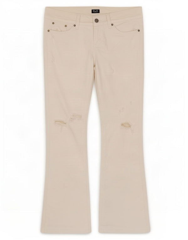 Dolce & Gabbana Damen Ittierre Distressed Bootcut Jeans W29 L32 Weiß