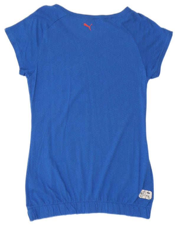 Puma Womens Graphic T-Shirt Top UK 16 Large Blue Cotton