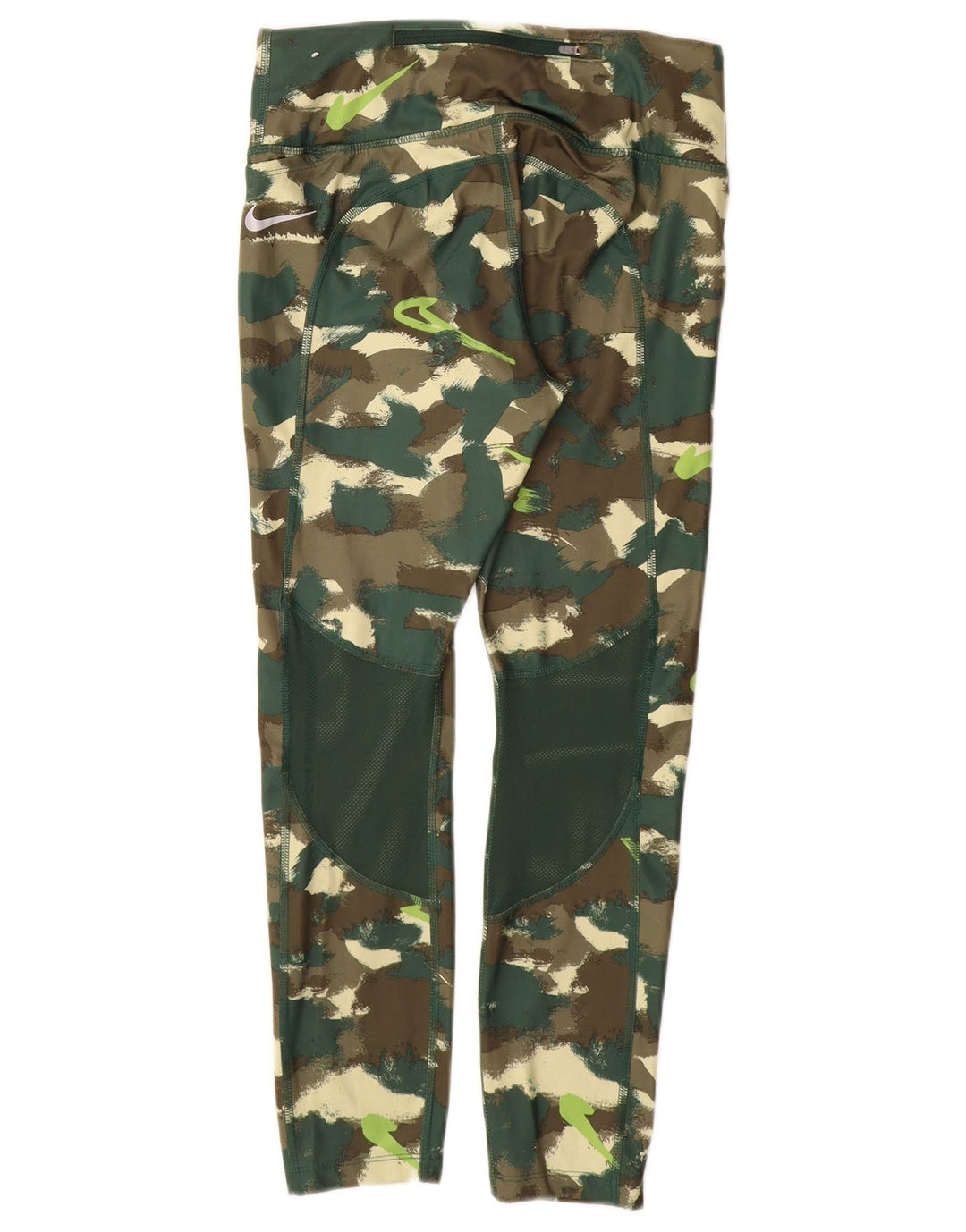 NIKE Damen Dri Fit Leggings UK 12 Mittelgrünes Camouflage-Polyester