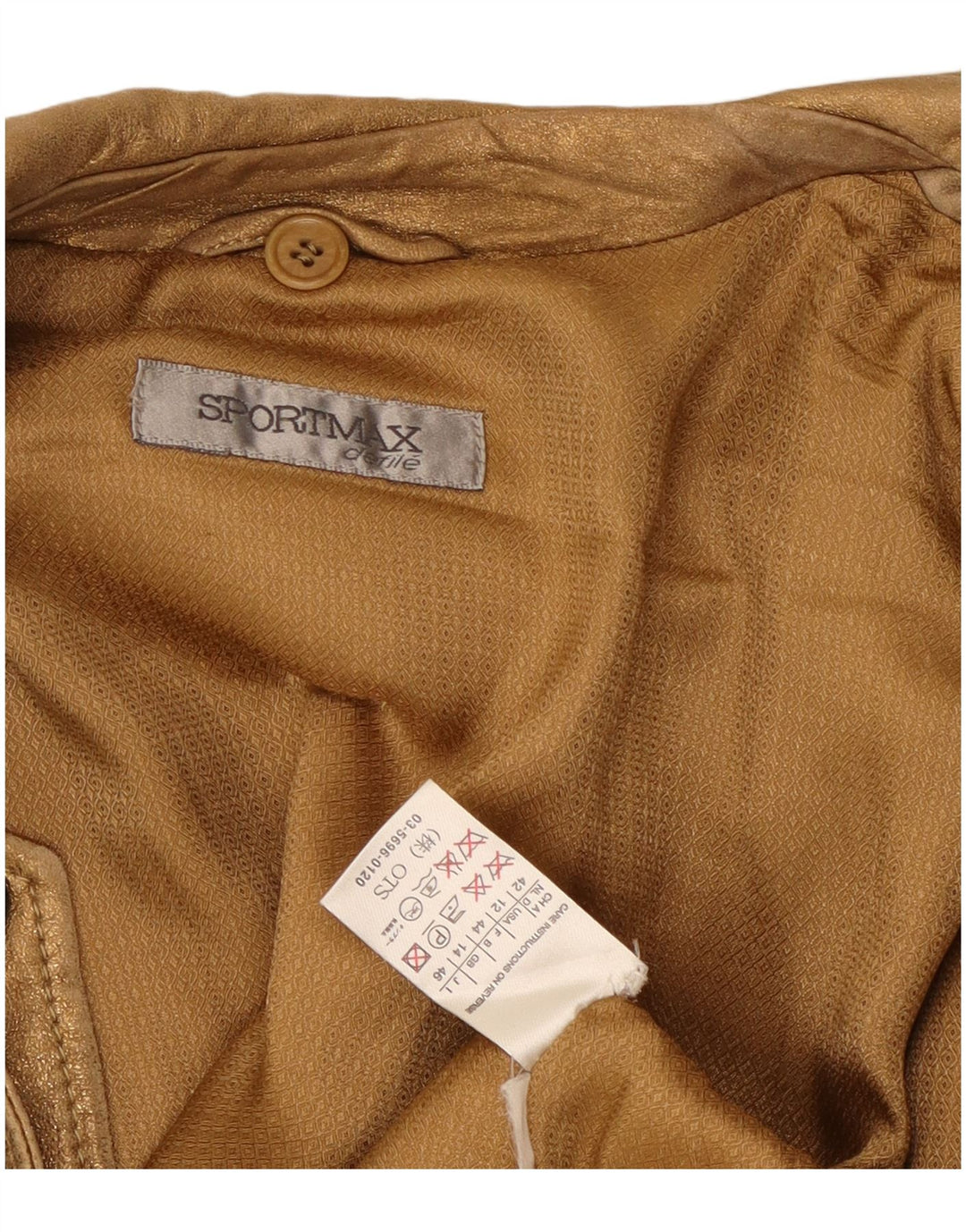 Sportmax Damen Crop Bikerjacke UK 14 Large Gold