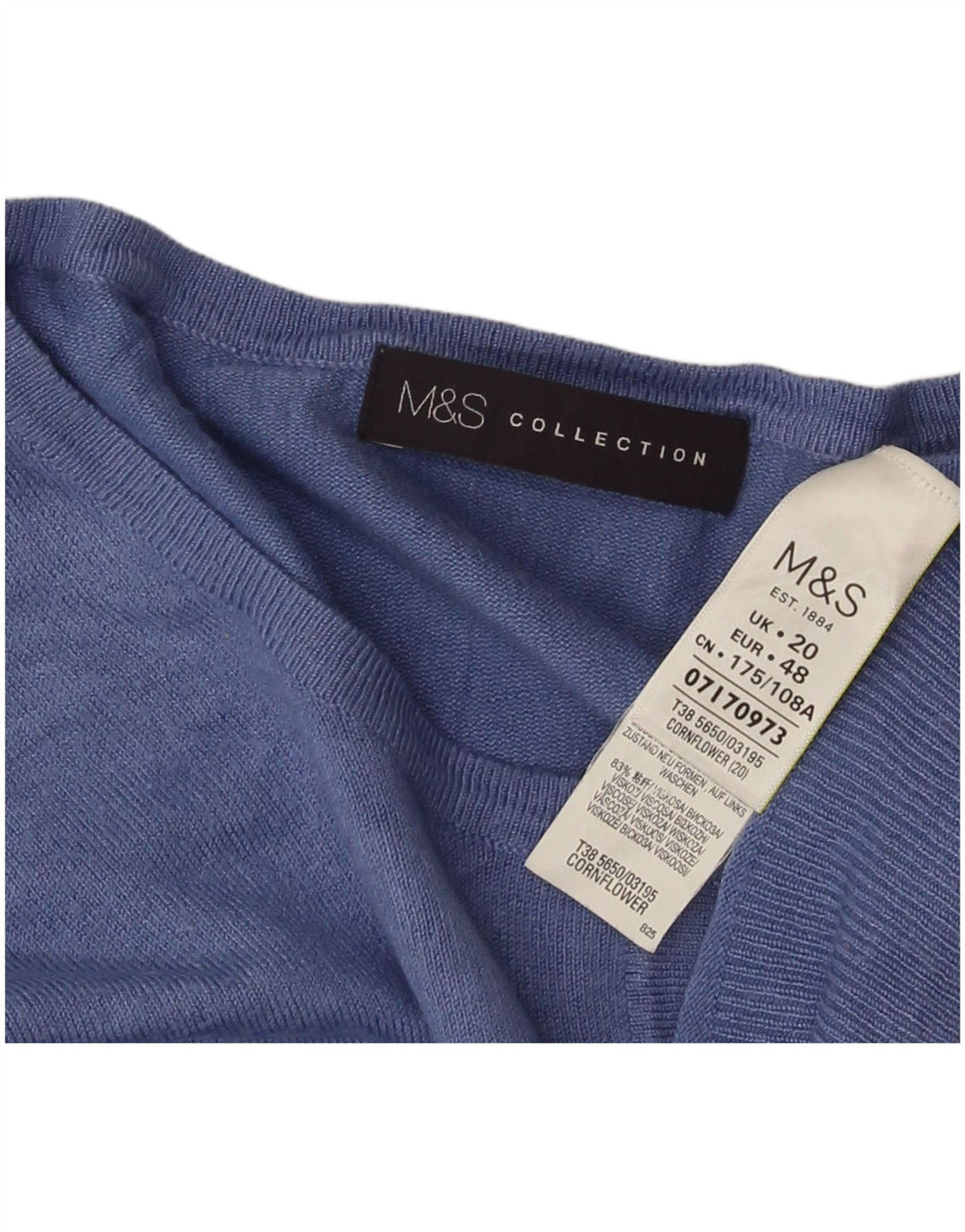 Marks & Spencer Damen Strickjacke Pullover UK 20 2XL Blaue Viskose