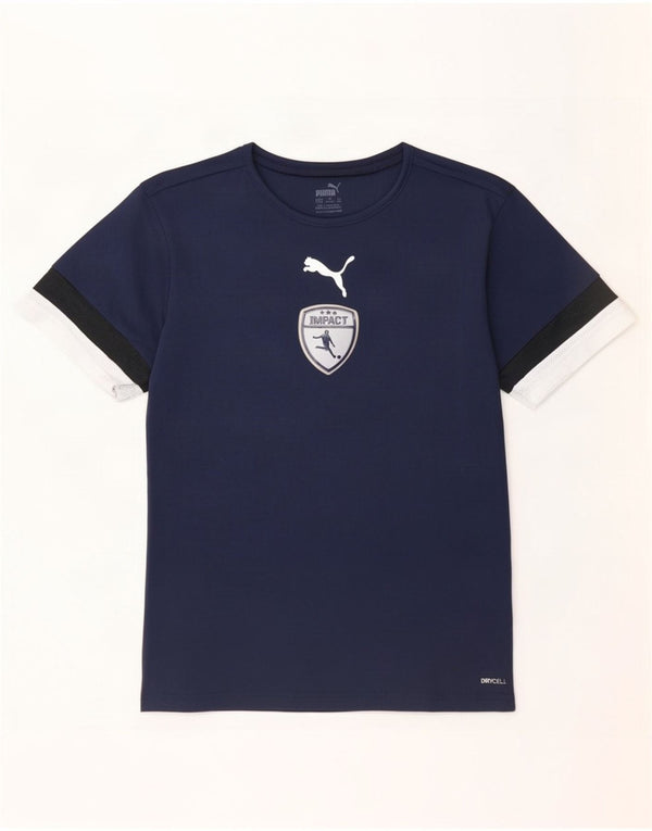 Puma Grafik-T-Shirt für Jungen, 13–14 Jahre, marineblaues Farbblock-Polyester