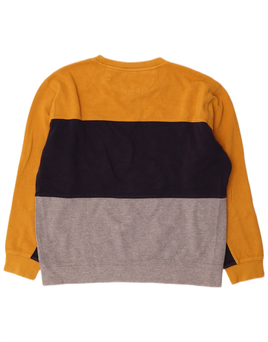 Zara Herren-Sweatshirt-Pullover, groß, gelbe Colourblock-Baumwolle