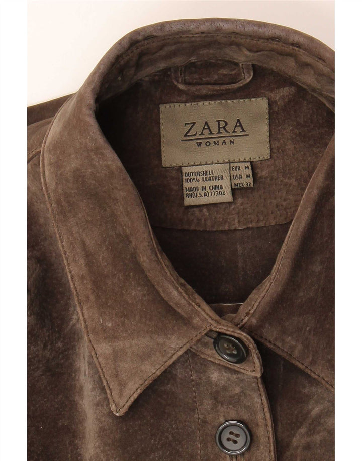 Zara Damen Wildlederjacke UK 14 Mittelbraunes Leder