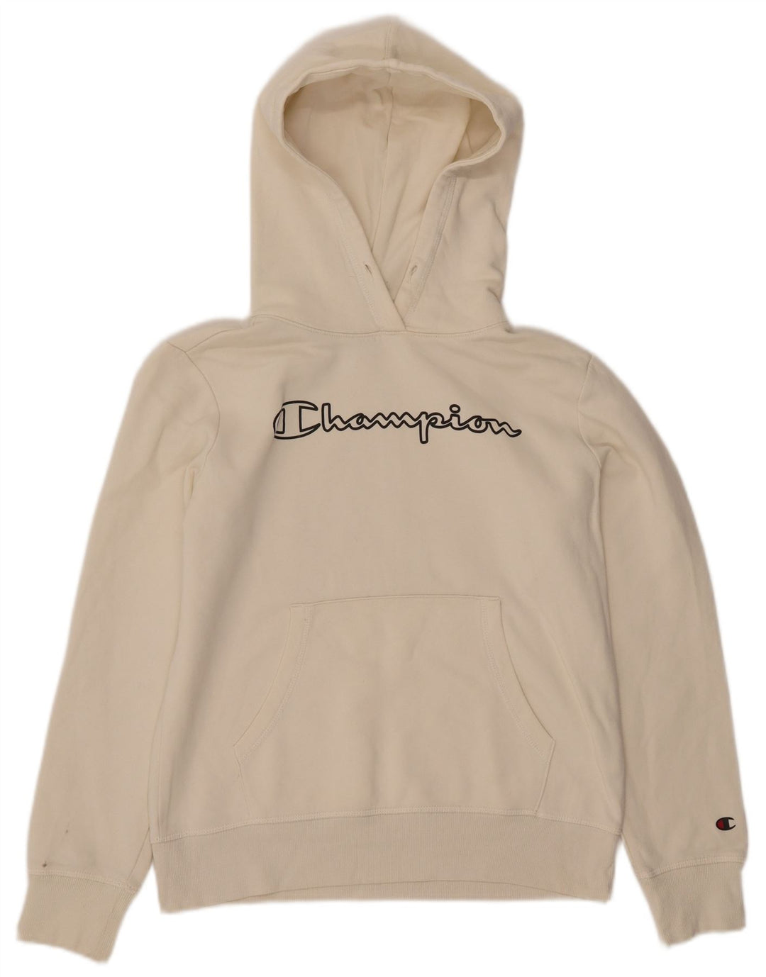 CHAMPION Womens Graphic Hoodie Pullover UK 14 Mittelweiße Baumwolle