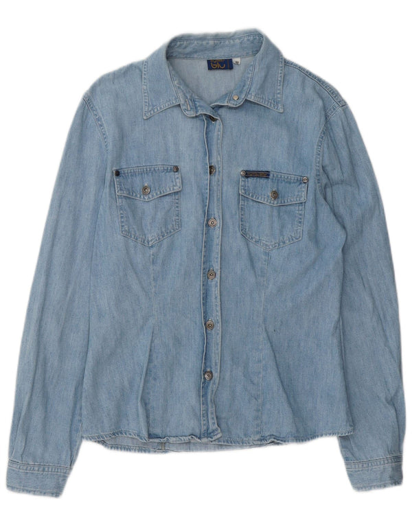 BYBLOS Damen Jeanshemd IT 46 Große blaue Baumwolle