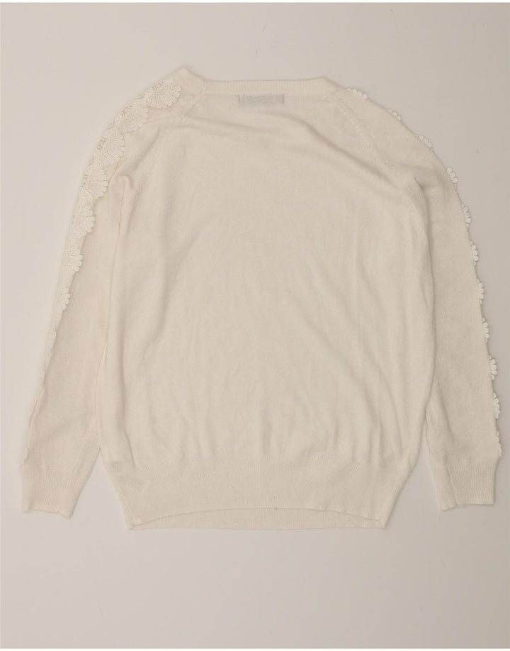 Marks & Spencer Damen-Pullover mit Rundhalsausschnitt, Gr. 14, Größe L, gebrochenes Weiß