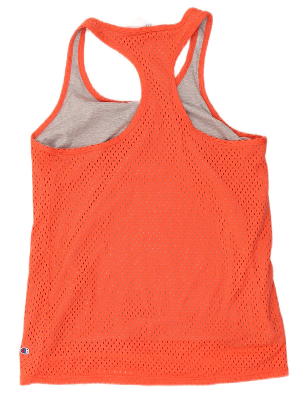 Champion Womens Athletic Fit Graphic Tank Top UK 14 Medium Orange Polyester