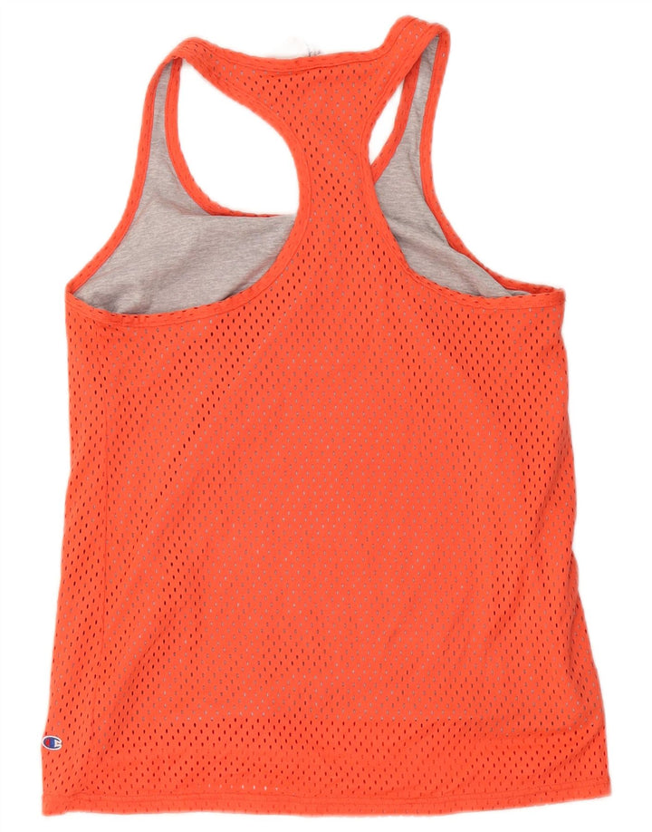 Champion Womens Athletic Fit Graphic Tank Top UK 14 Medium Orange Polyester