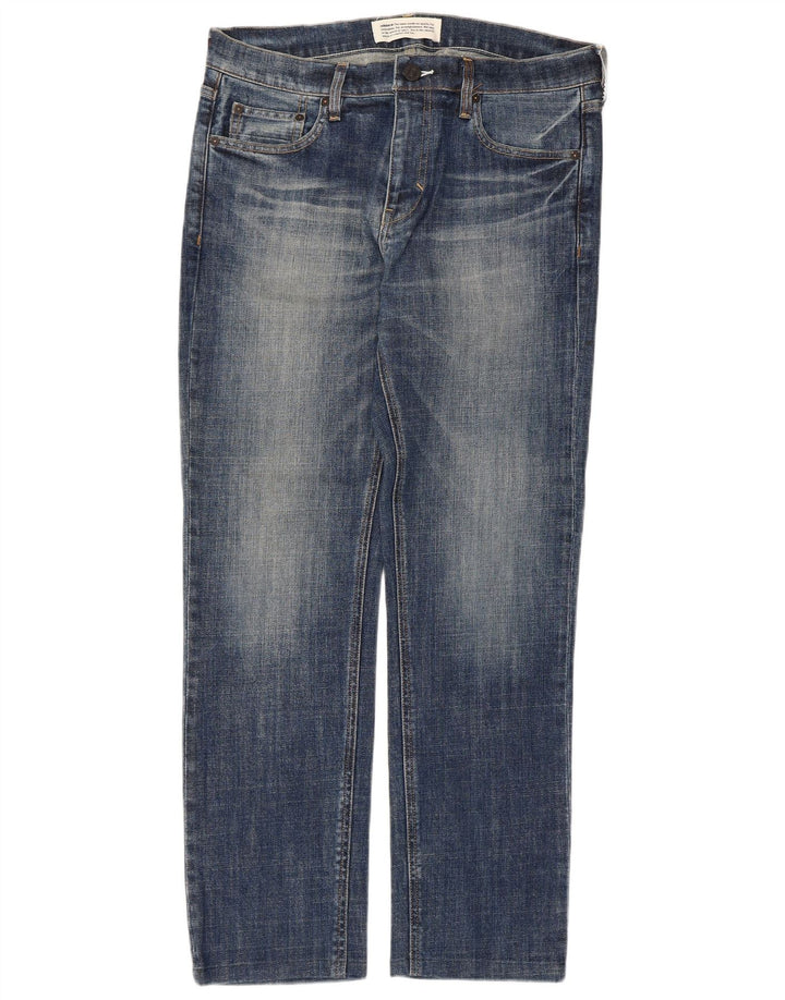 Adidas Herren Straight Jeans W32 L29 Blaue Baumwolle